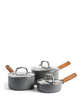 Product photograph of Greenpan Mayflower Pro Ceramic Non-stick Induction Compatible 3-piece Pan Set from very.co.uk