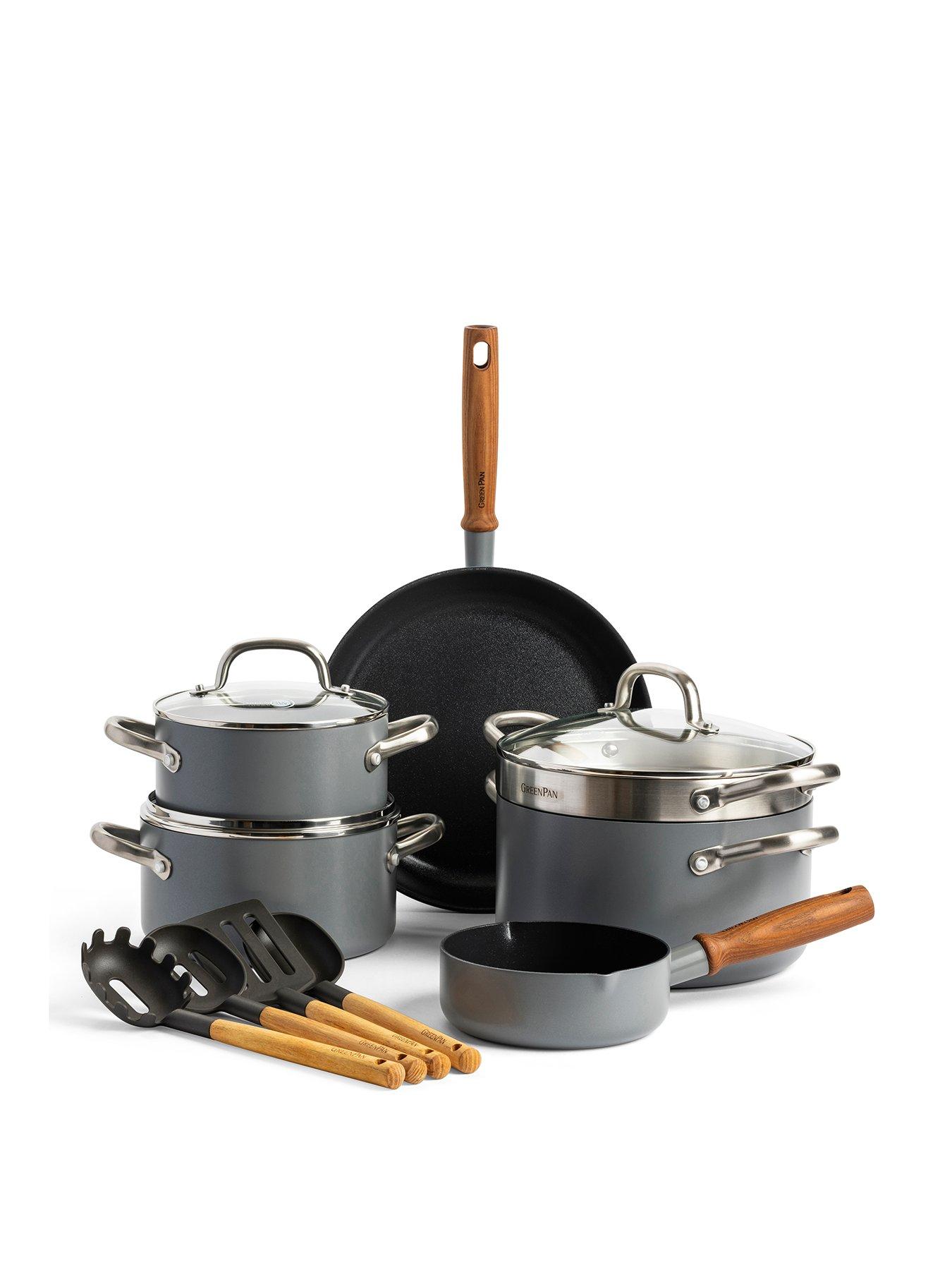Product photograph of Greenpan Mayflower Pro 13-piece Ceramic Non-stick Induction Pan Set from very.co.uk