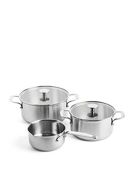 Product photograph of Kitchenaid Stainless Steel 5 Piece Cookware Set from very.co.uk