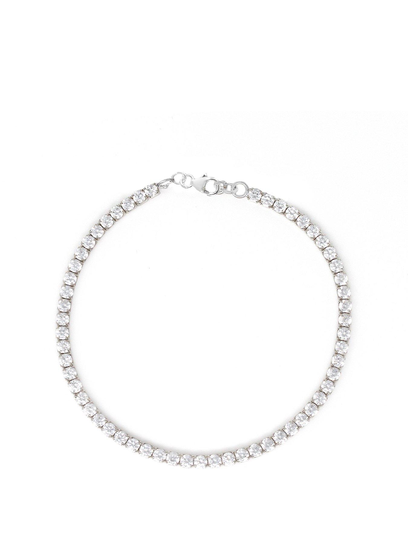 Product photograph of Say It With Tennis Bracelet With Cubic Zirconia Stones - Sterling Silver from very.co.uk