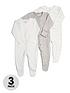  image of mamas-papas-unisex-baby-3-pack-elephant-sleepsuits-white