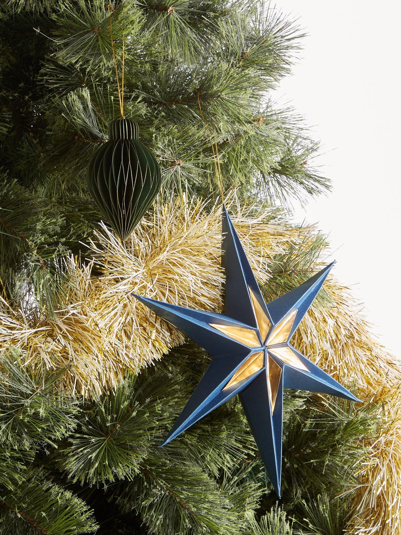 Product photograph of Festive Glam 8 Piece Paper Star And Tinsel Christmas Tree D Eacute Cor Bundle from very.co.uk
