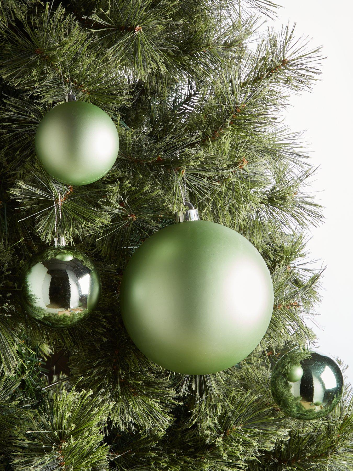 Product photograph of Festive 15 Piece Christmas Tree Decorating Bundle - Sage Green from very.co.uk