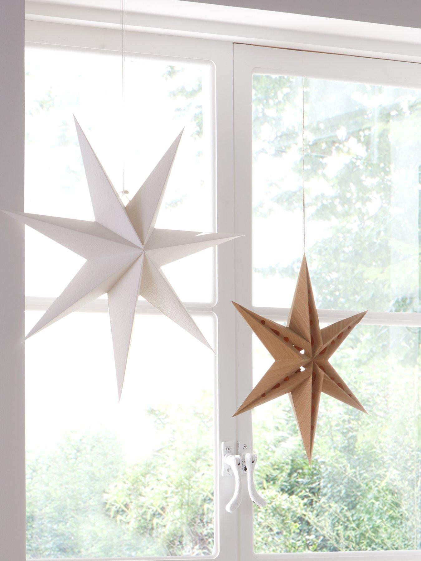 Product photograph of Festive Set Of 3 White Gold Paper Star Christmas Decorations from very.co.uk