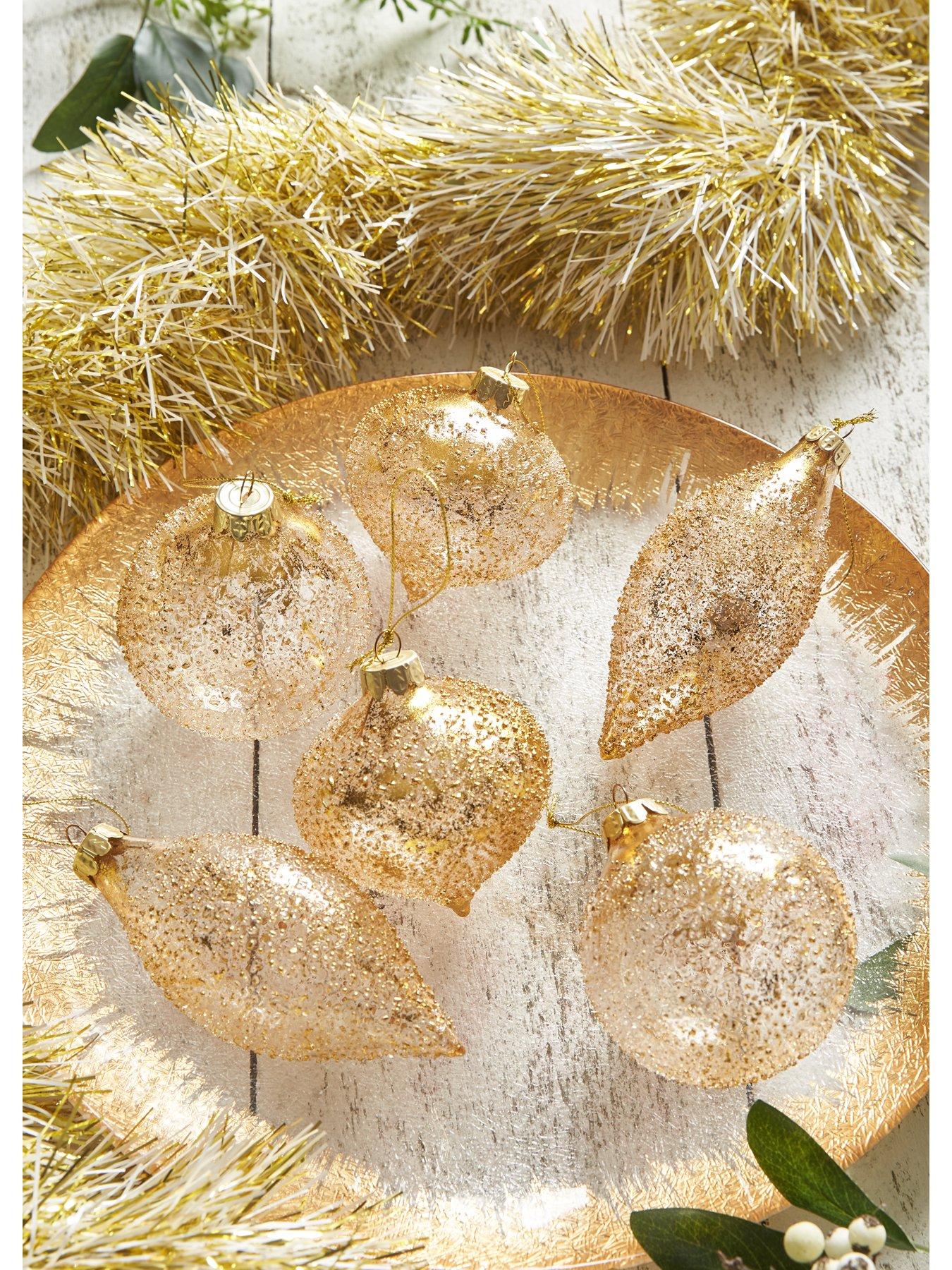 Image 3 of 3 of Festive Gold Glass Tree Decorations