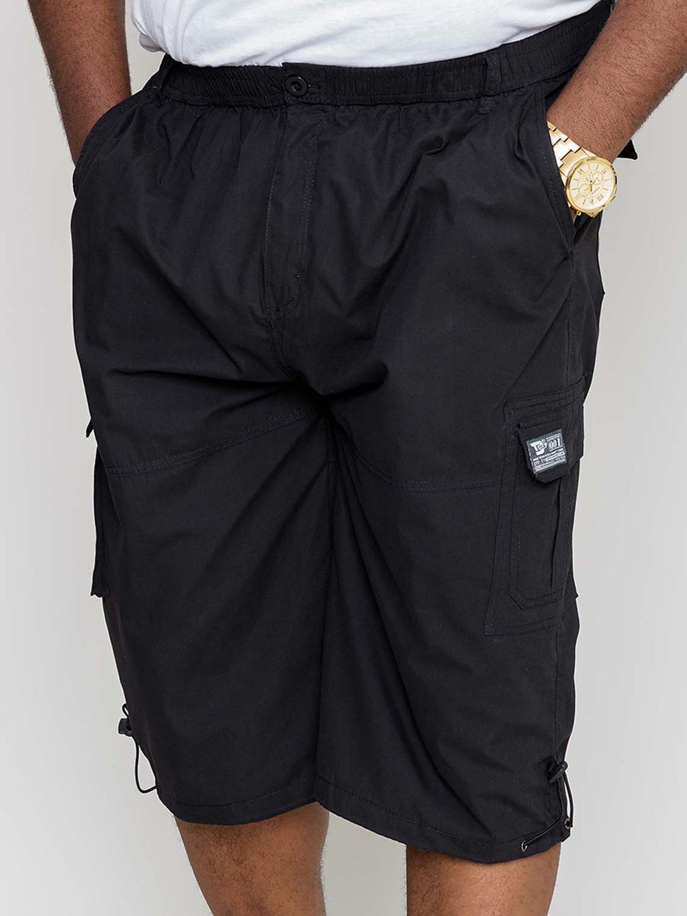 Image of D555 Mason-Mason Elasticated Waist Drawcord Cargo Capri Pant - Black