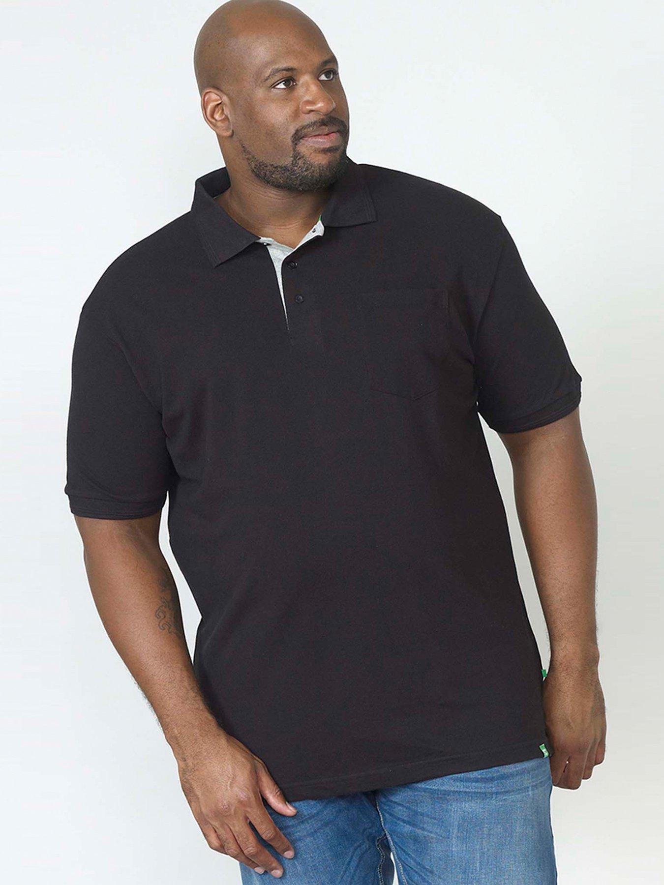 D555 Grant Pique Polo Shirt, Black, Size 4Xl, Men