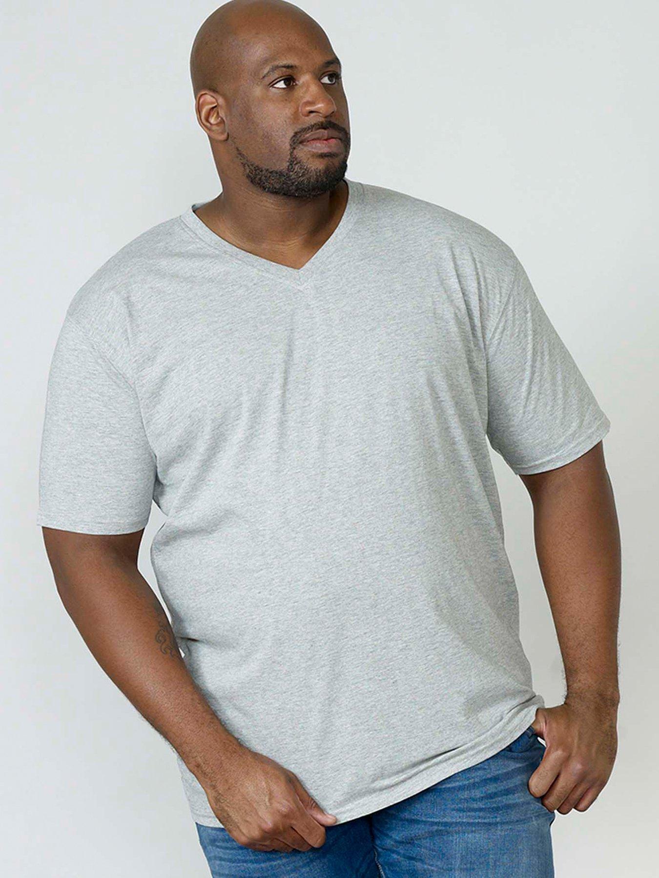 undefined Signature V Neck T-Shirt - Grey Melange