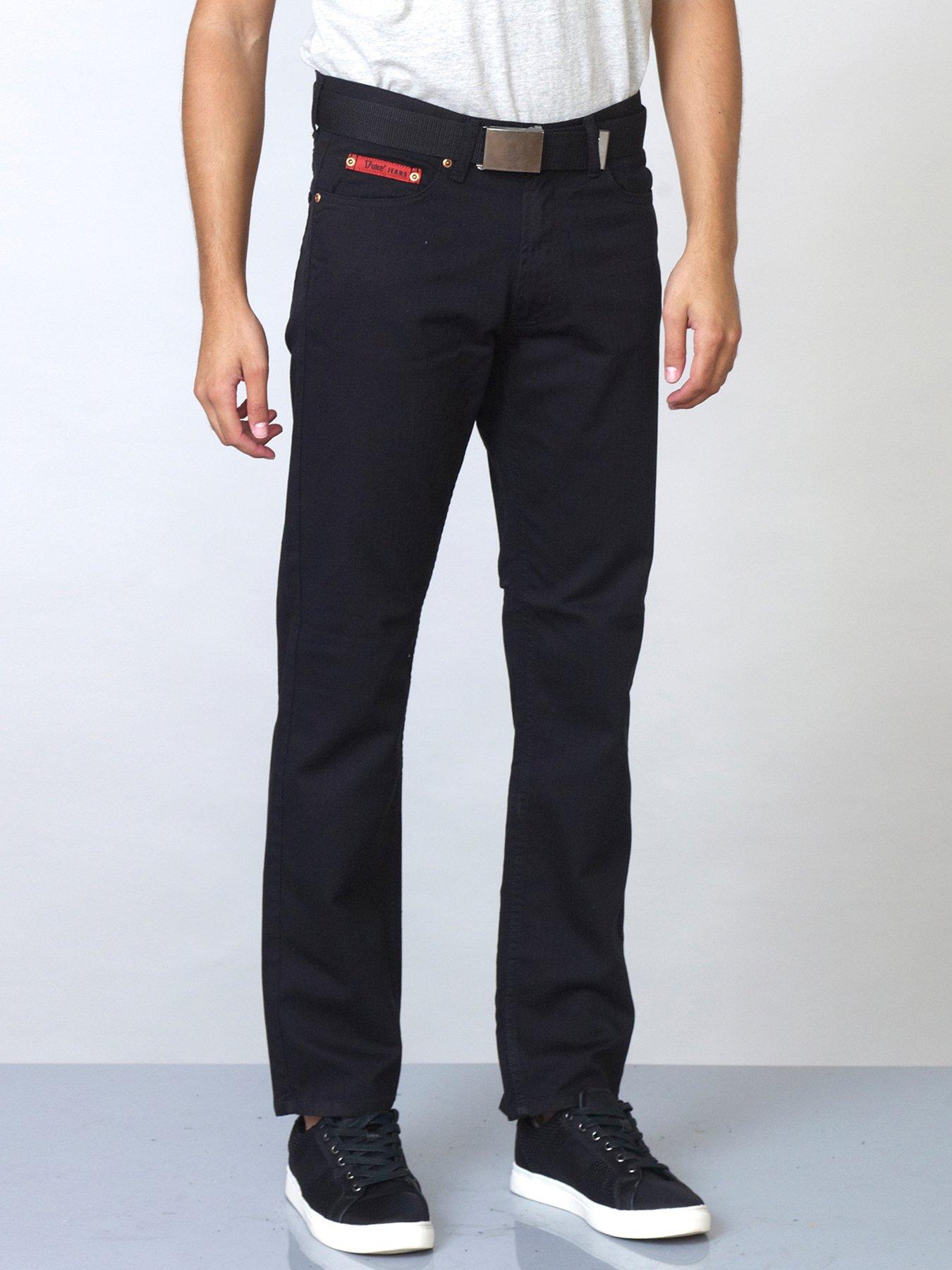 D555 Duke London Mario Original Fit Bedford Cord With Belt - Black