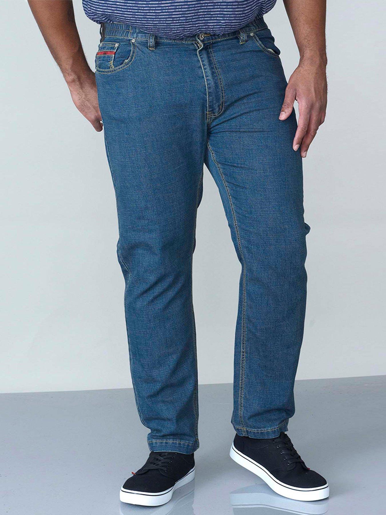 undefined Duke London Bailey Relaxed Comfort Fit Stretch Jeans With Elasticated Waist - Washed Blue