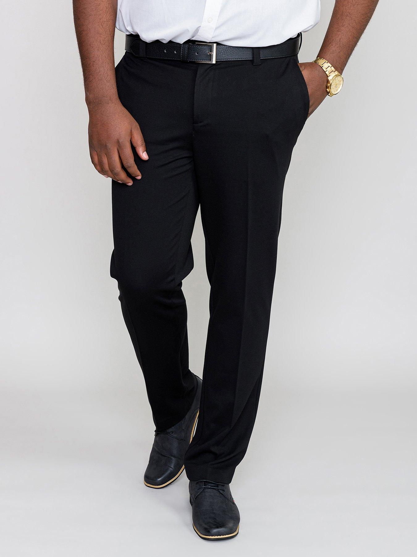 D555 Yarmouth Stretch Trouser With Flexible Waistband, Black, Size 44, Inside Leg Long, Men