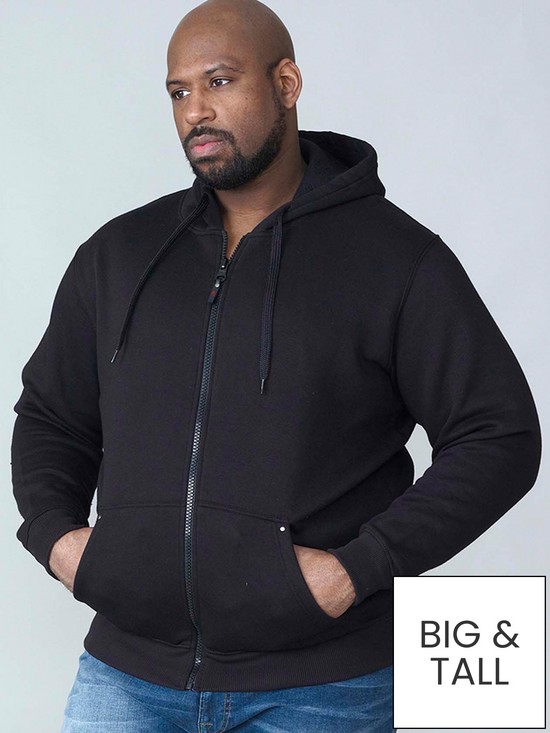 front image of d555-cantor-rockford-zip-through-hoodie-black