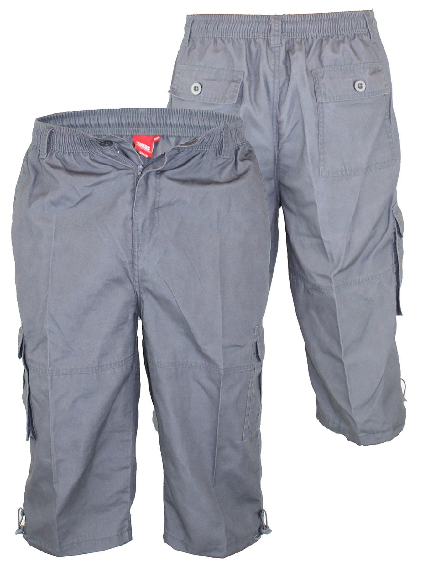 Image 3 of 3 of D555 Mason-mason Elasticated Waist Drawcord Cargo Capri Pant - Grey