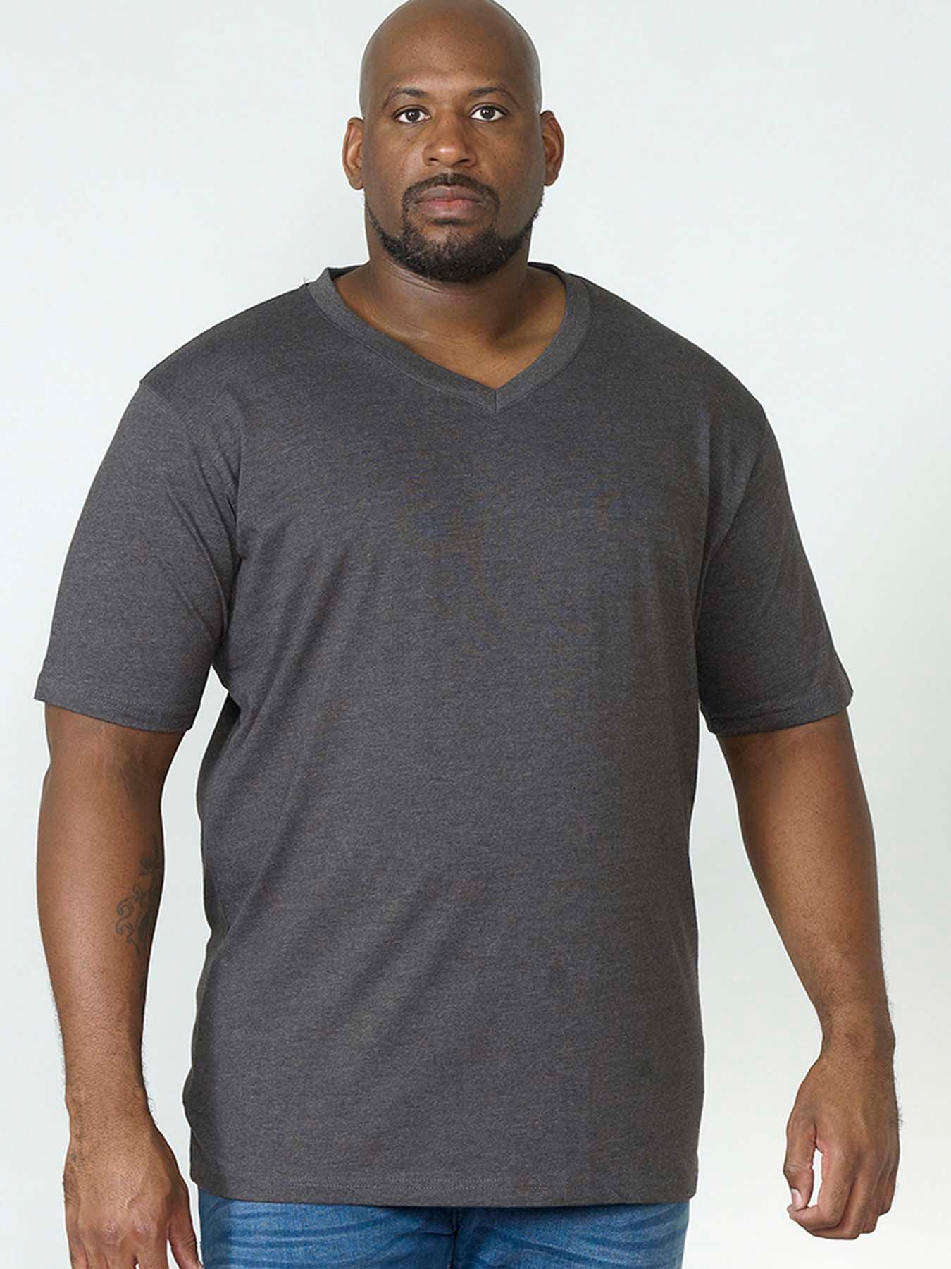 undefined Signature V Neck T-shirt - Charcoal Melange