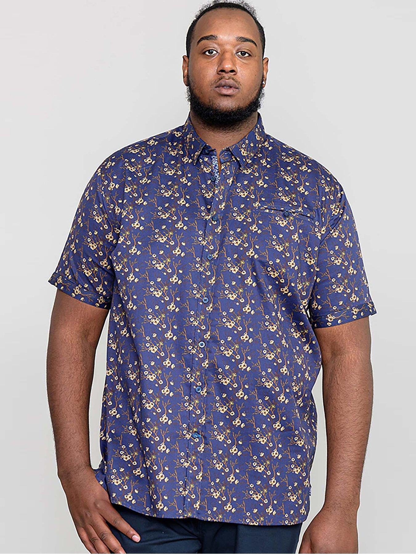 D555 Kingston Short Sleeve Floral Printed Shirt - Navy