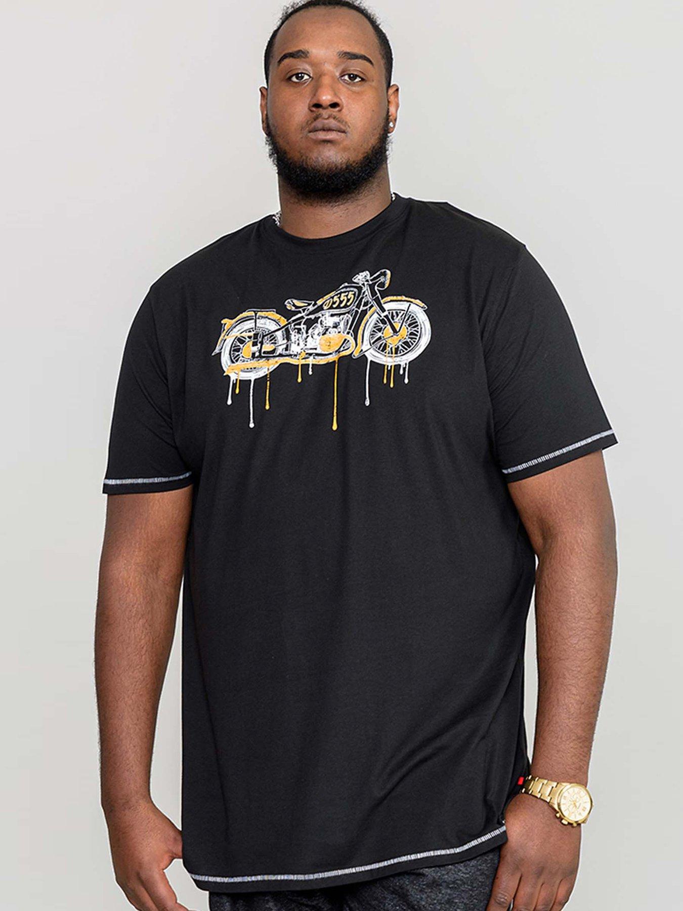 D555 Rochester Motor Bike With Drip Effect Printed T-Shirt - Black