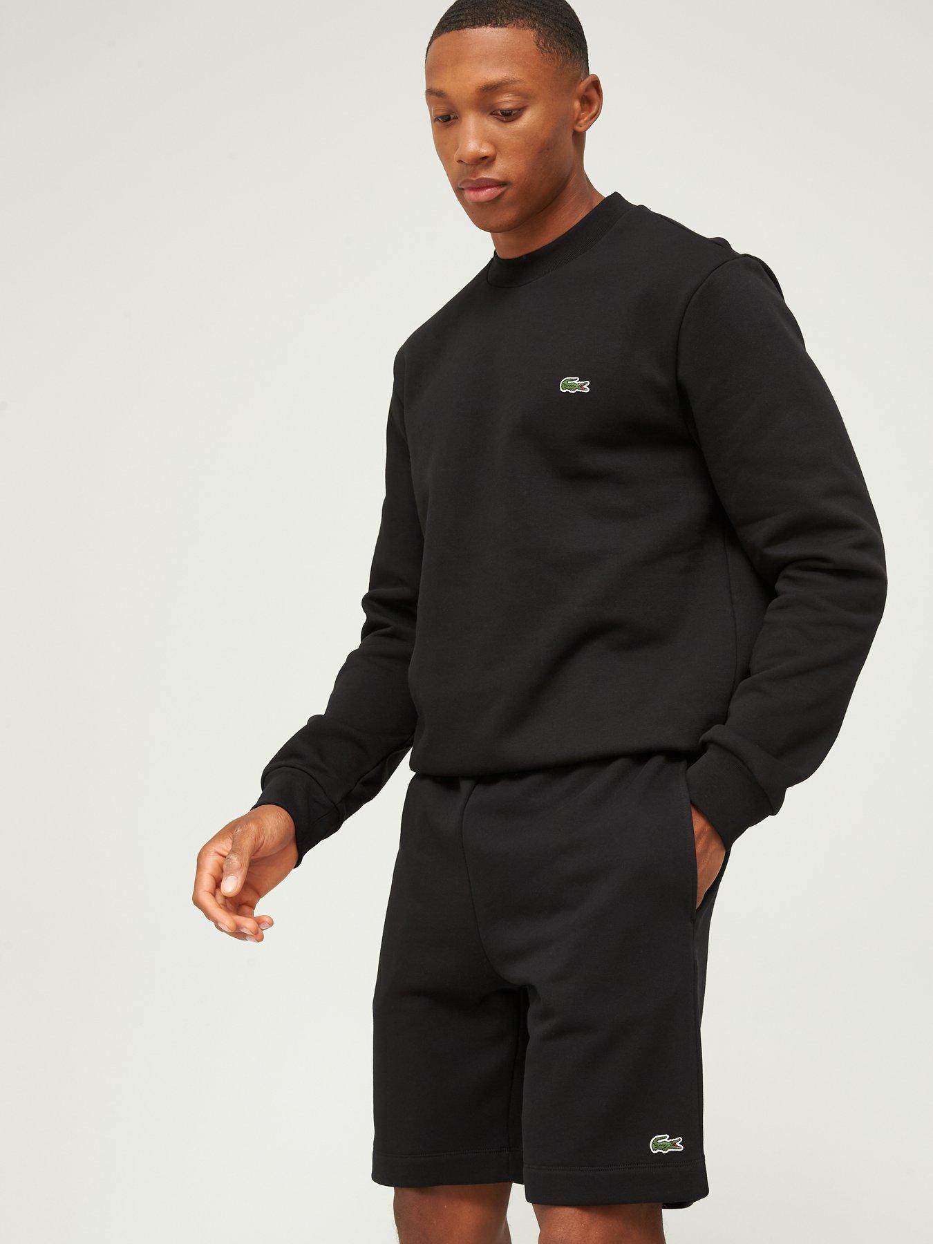 Image 4 of 4 of Lacoste Fleece Jersey Shorts - Black