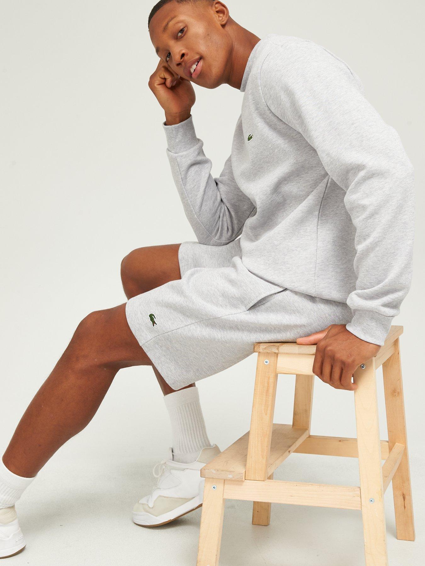 Image 4 of 4 of Lacoste Fleece Jersey Crew Sweat Top - Light Grey