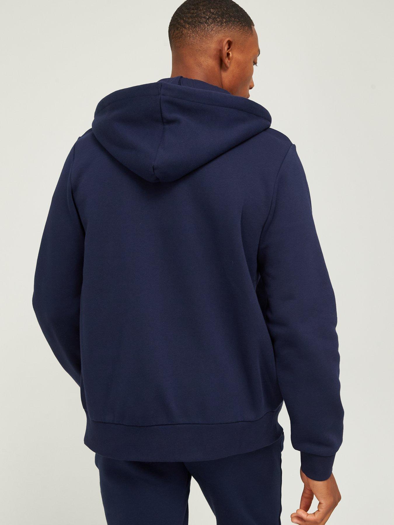 Image 2 of 4 of Lacoste Fleece Jersey Zip Through Hoodie - Dark Blue
