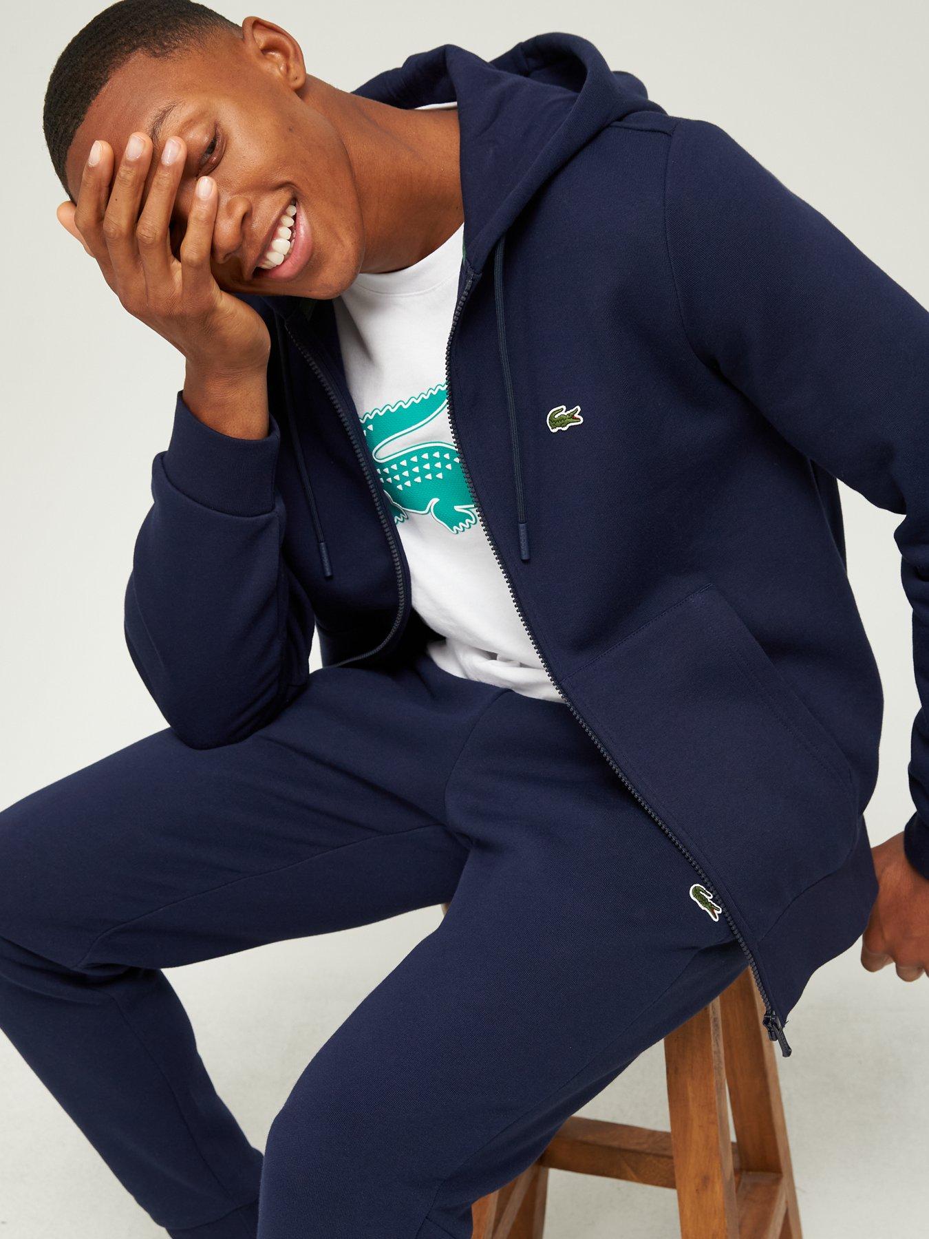 Image 4 of 4 of Lacoste Fleece Jersey Zip Through Hoodie - Dark Blue