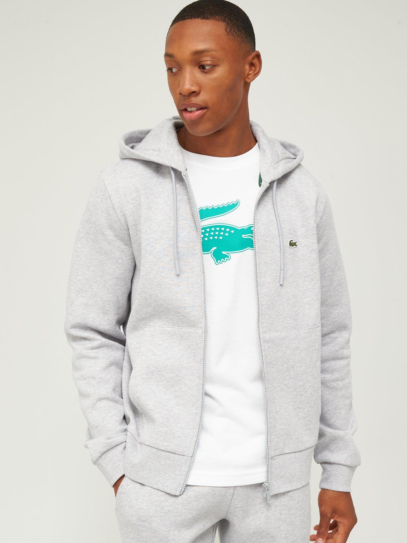 Lacoste Logo Zip Thru Hoodie - Grey | very.co.uk