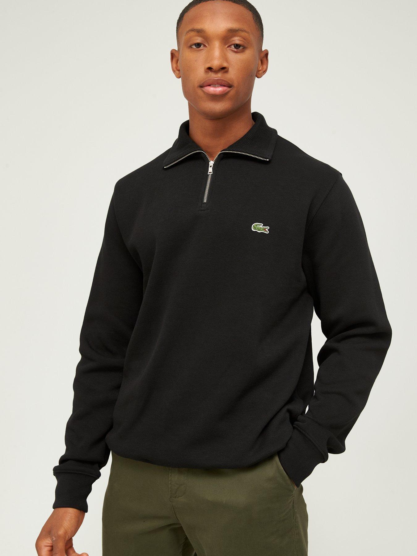 undefined 1/4 Zip Small Logo Sweat - Black