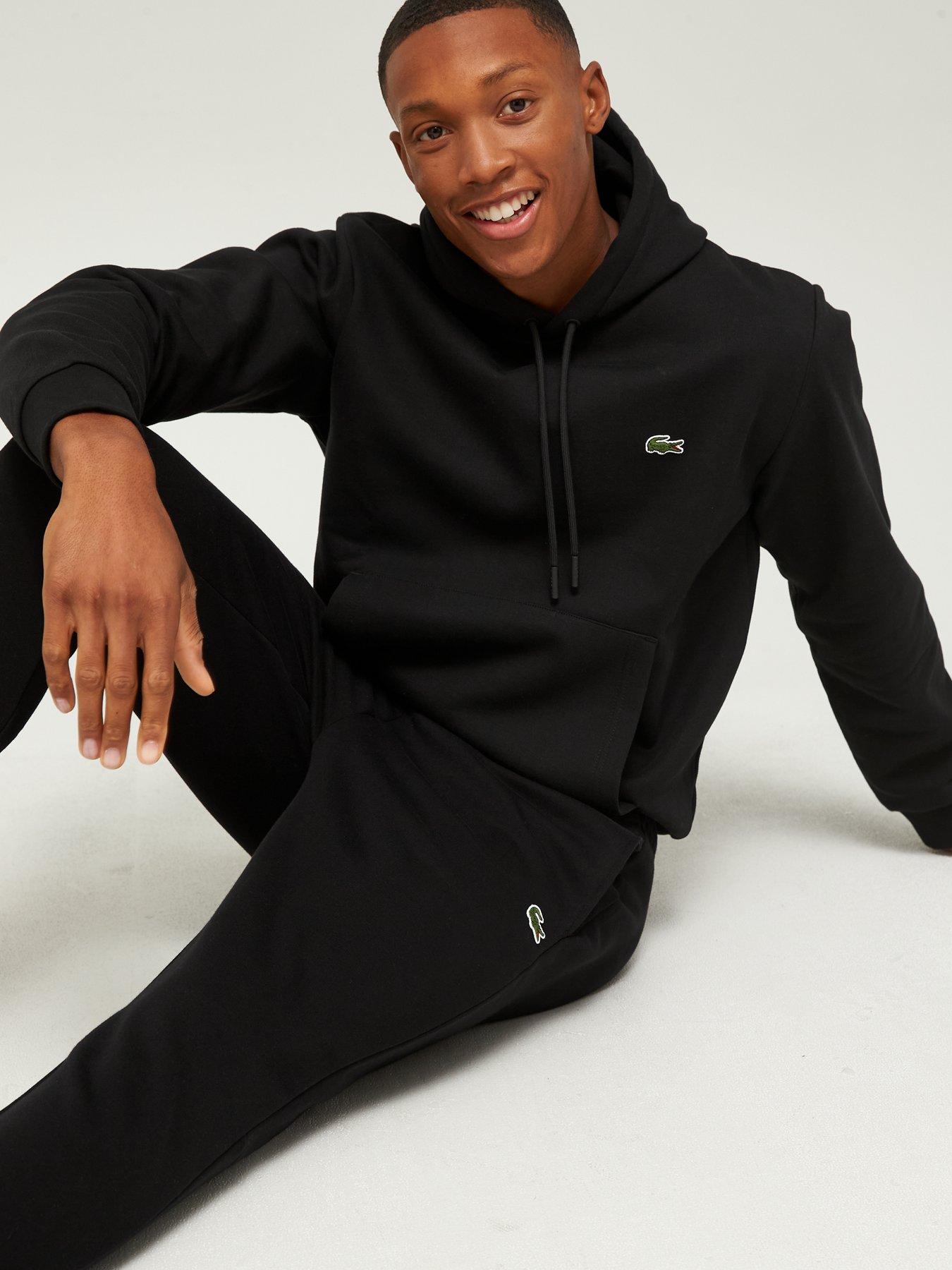 Black lacoste joggers best sale