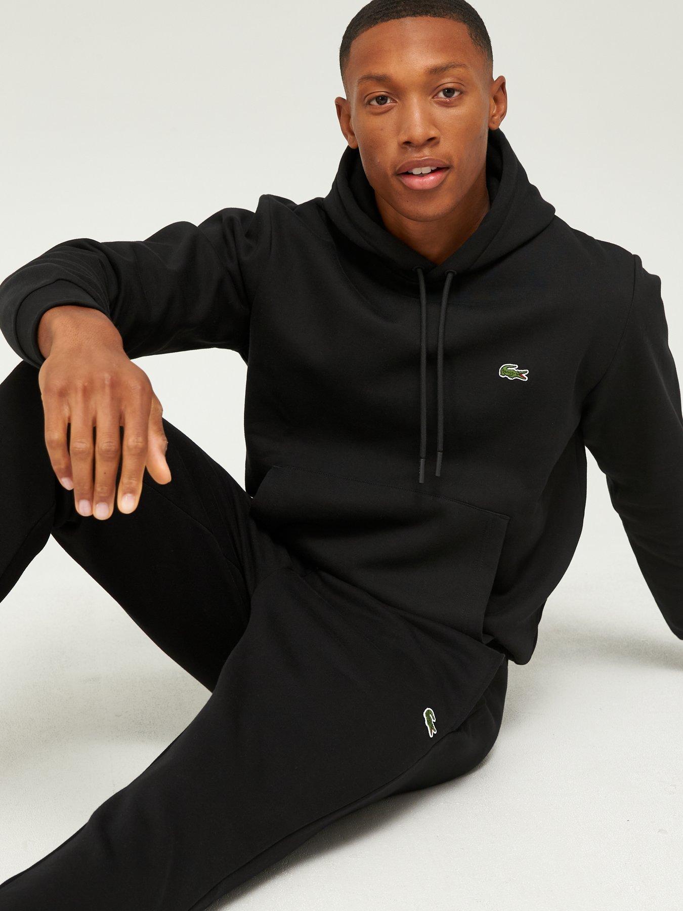 Image 4 of 5 of Lacoste Fleece Jersey Overhead Hoodie - Black