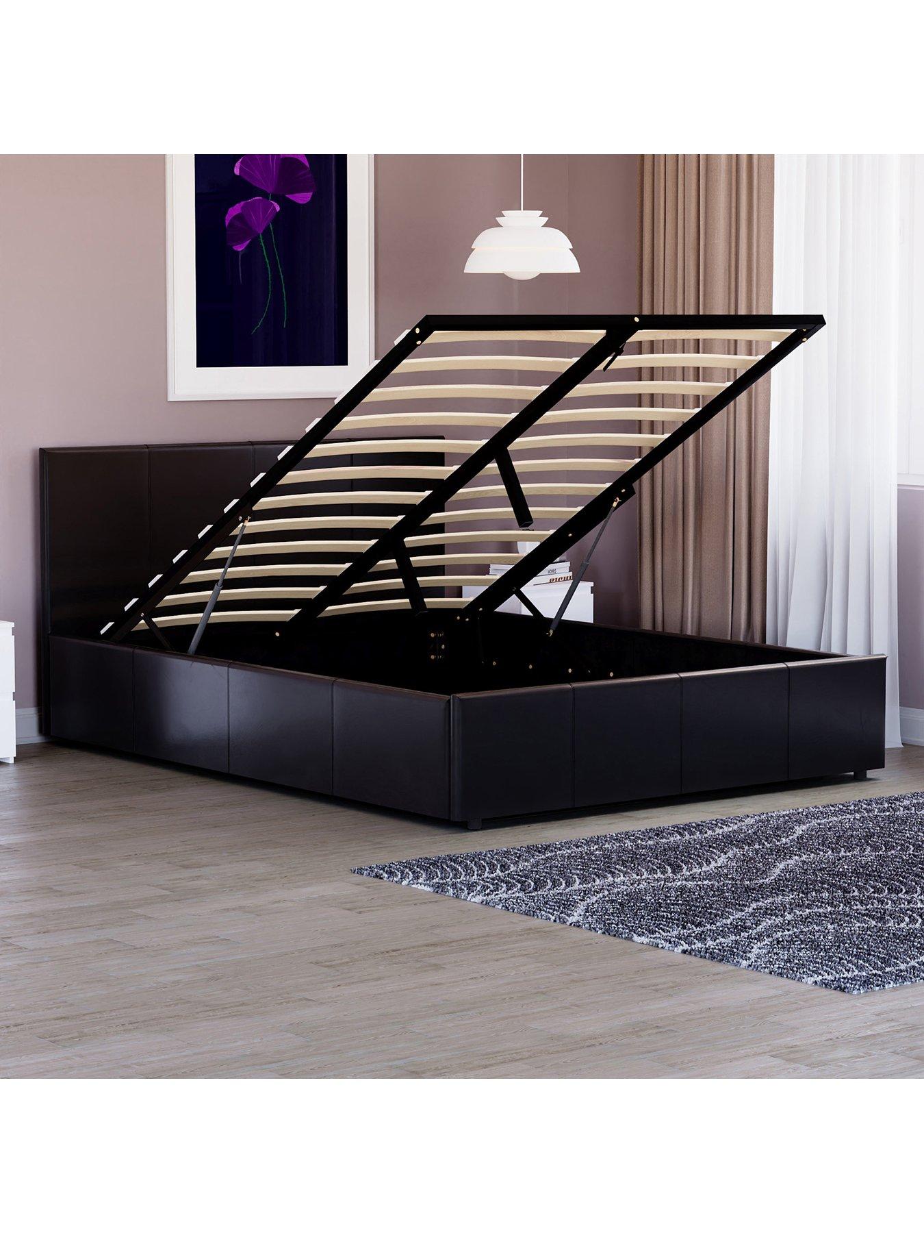 Image 2 of 5 of Vida Designs Hurley Faux Leather End Lift Up Ottoman Storage Bed with Mattress Options (Buy &amp; SAVE!)