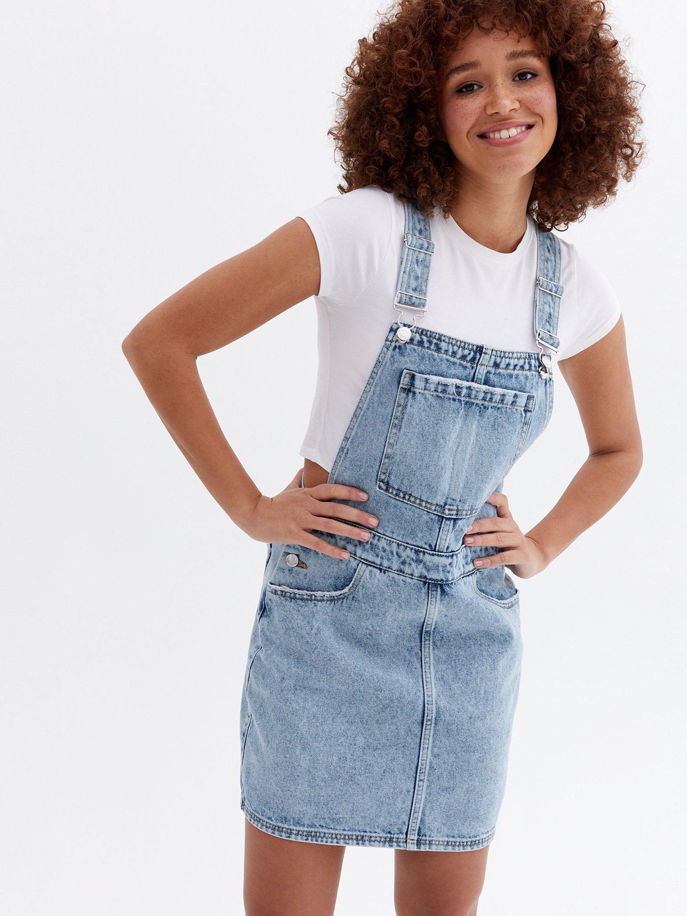 denim pinafore new look