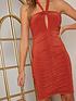  image of chi-chi-london-chi-chi-ruched-detail-bodycon-dress-in-orange