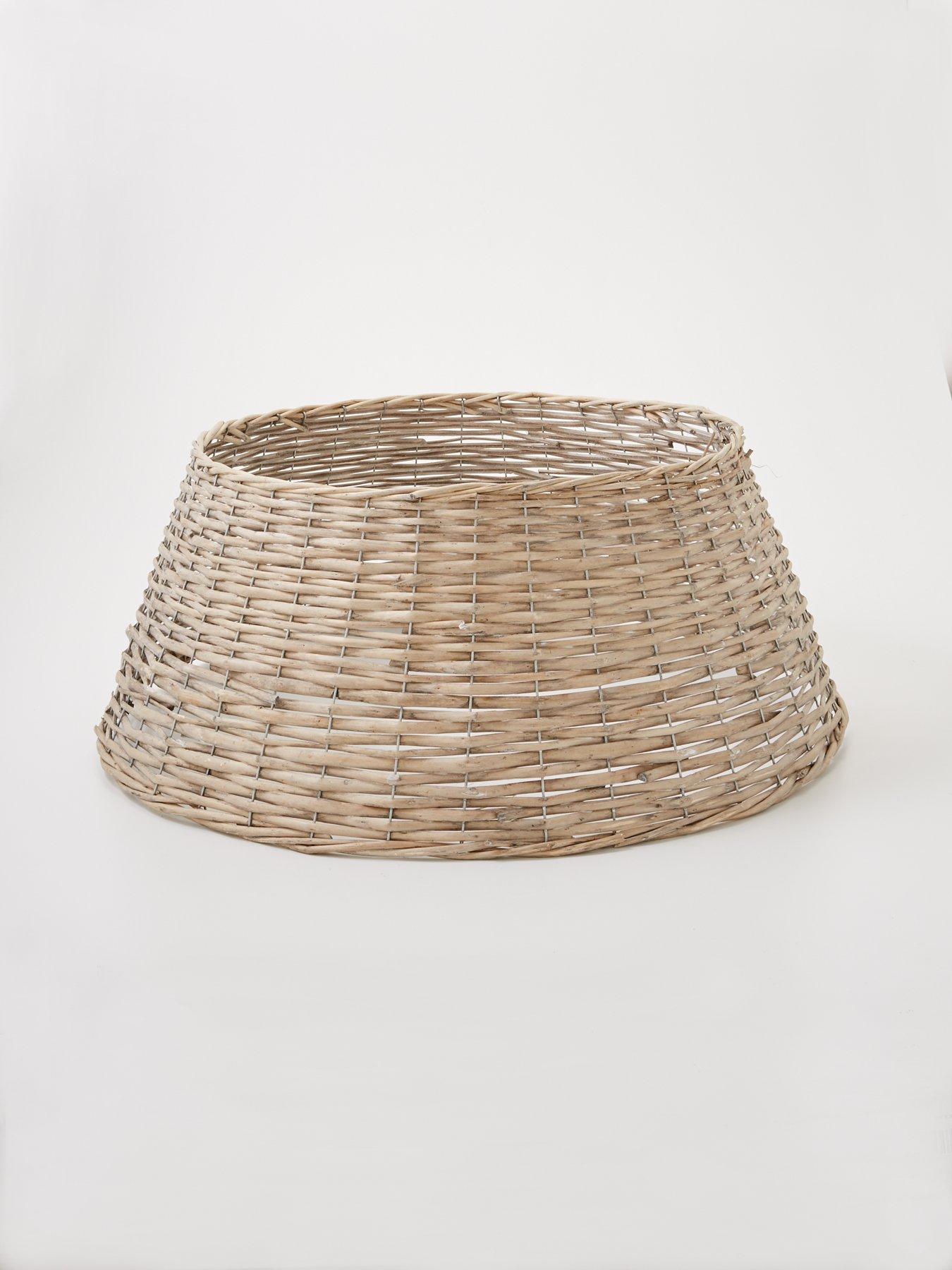 Image 2 of 4 of Festive White Wash Willow Round Christmas Tree Skirt &ndash; 50 cm diameter