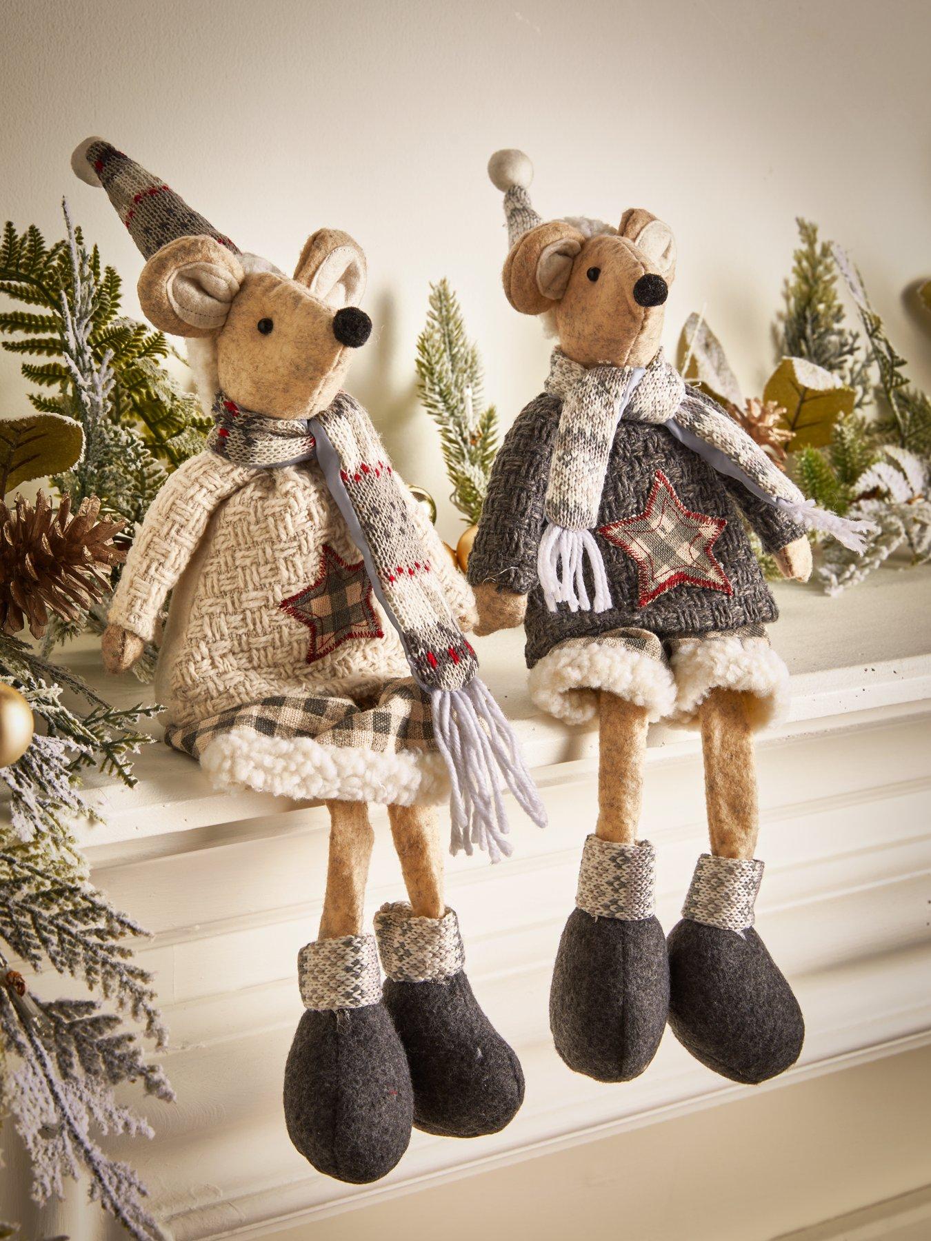 Product photograph of Festive 50cm Sitting Mice - Boy And Girl from very.co.uk