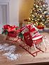  image of festive-set-of-2-red-metal-sleigh-christmas-decorations