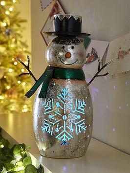 Product photograph of Festive 34 Cm Bo Metal Snowman With Lit Snowflake Christmas Decoration from very.co.uk