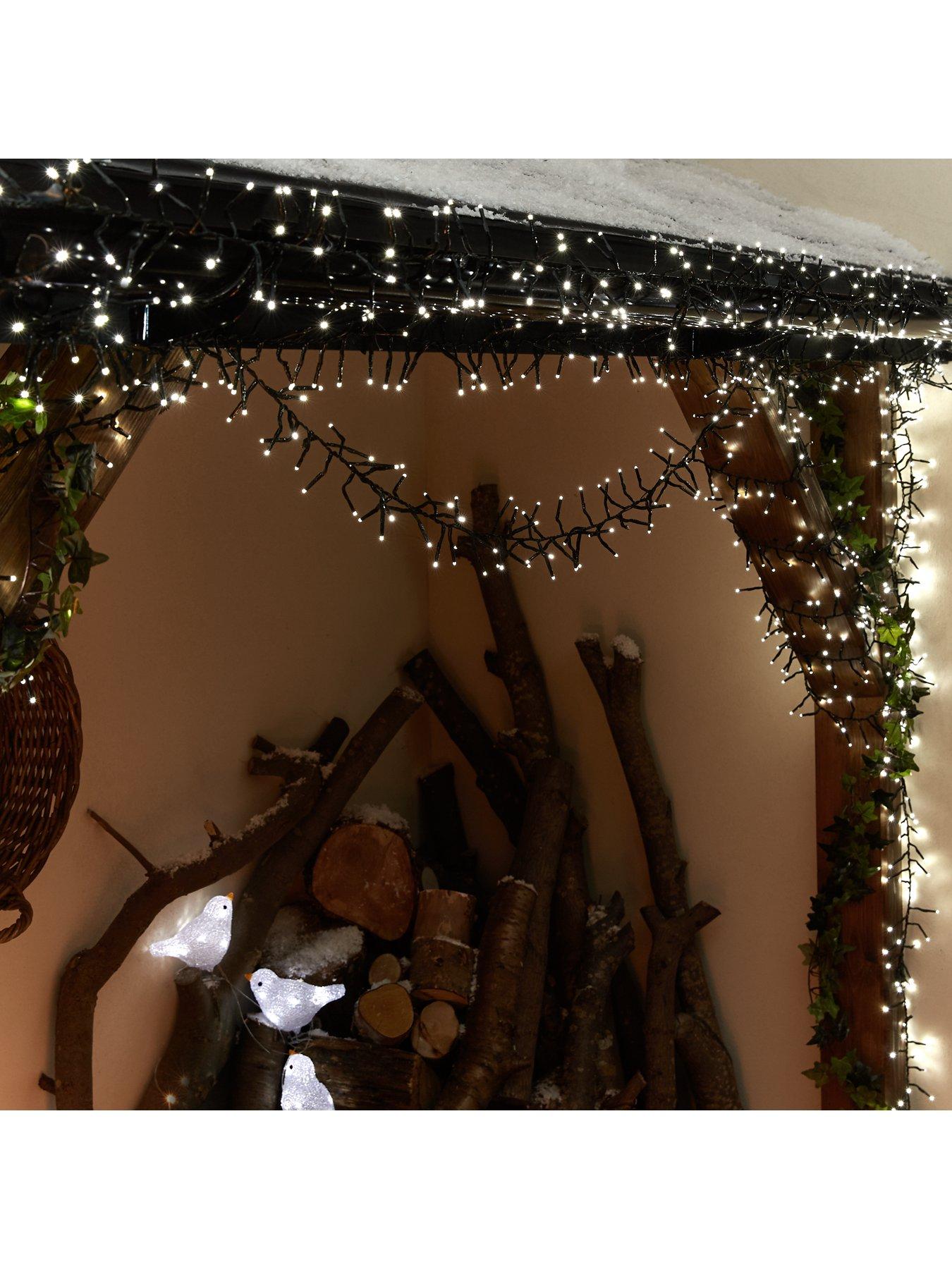 undefined Set of 1000 Multifunction Bright White Sparkle Indoor/Outdoor Christmas Tree Lights