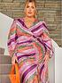  image of chi-chi-london-curve-plus-size-long-sleeve-printed-wrap-dress--nbspmulti