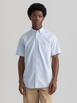 Gant Short Sleeve Oxford Shirt - Capri Blue, Capri Blue, Size S, Men