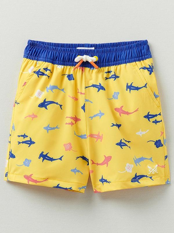 Crew Clothing Boys Shark Swim Shorts - Mid Yellow | very.co.uk