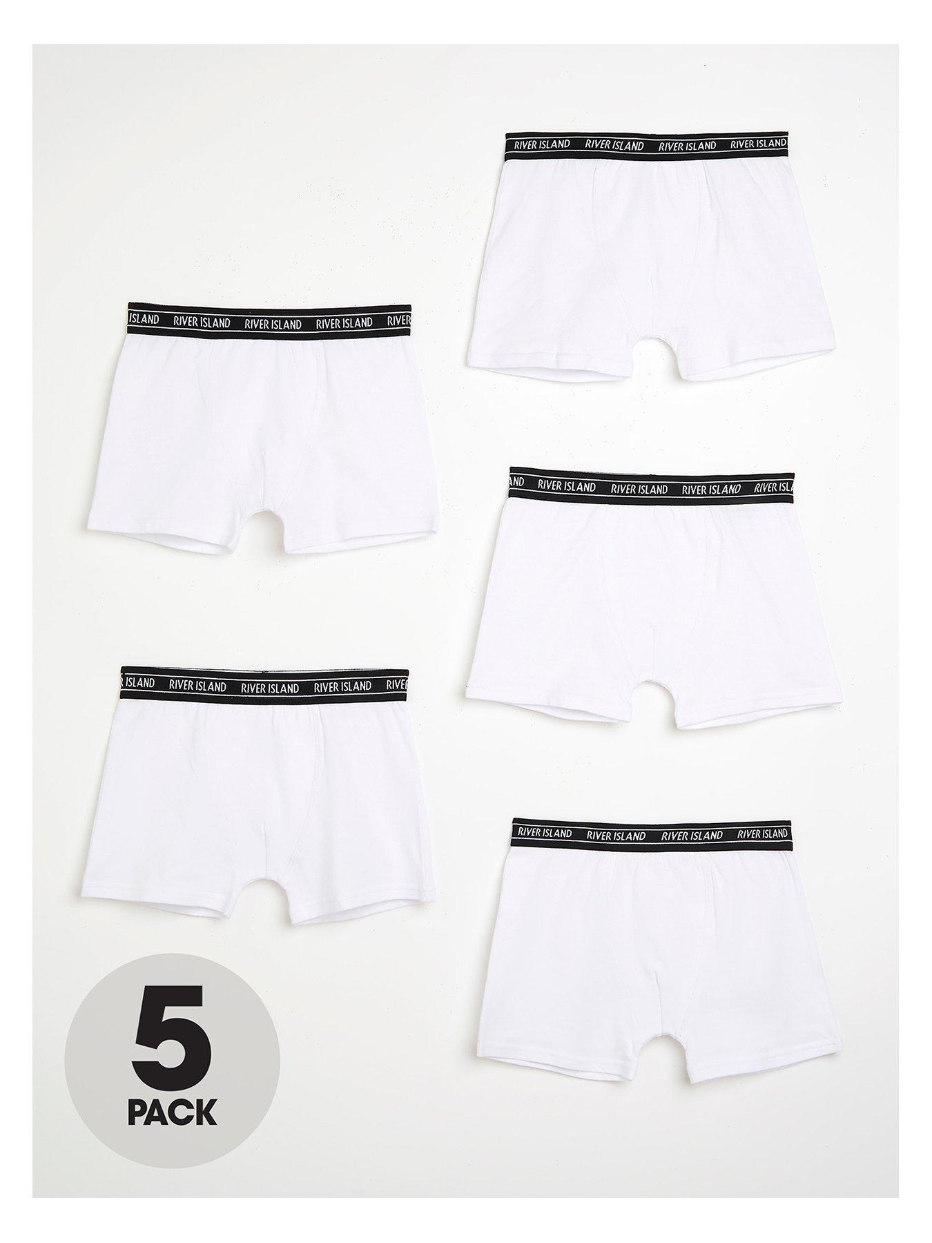 River Island Boys 5 pack Waistband Boxer ShortsWhite very.co.uk