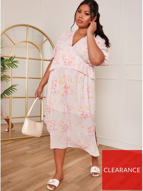 chi-chi-london-curve-curvenbspshort-sleeve-floral-printed-midi-dress-pink