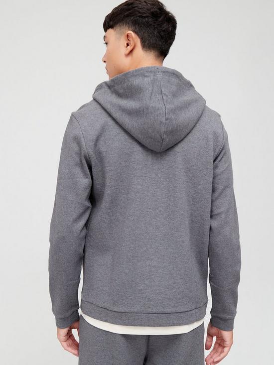 stillFront image of boss-saggy-curved-logo-zip-thru-hoodie-medium-grey
