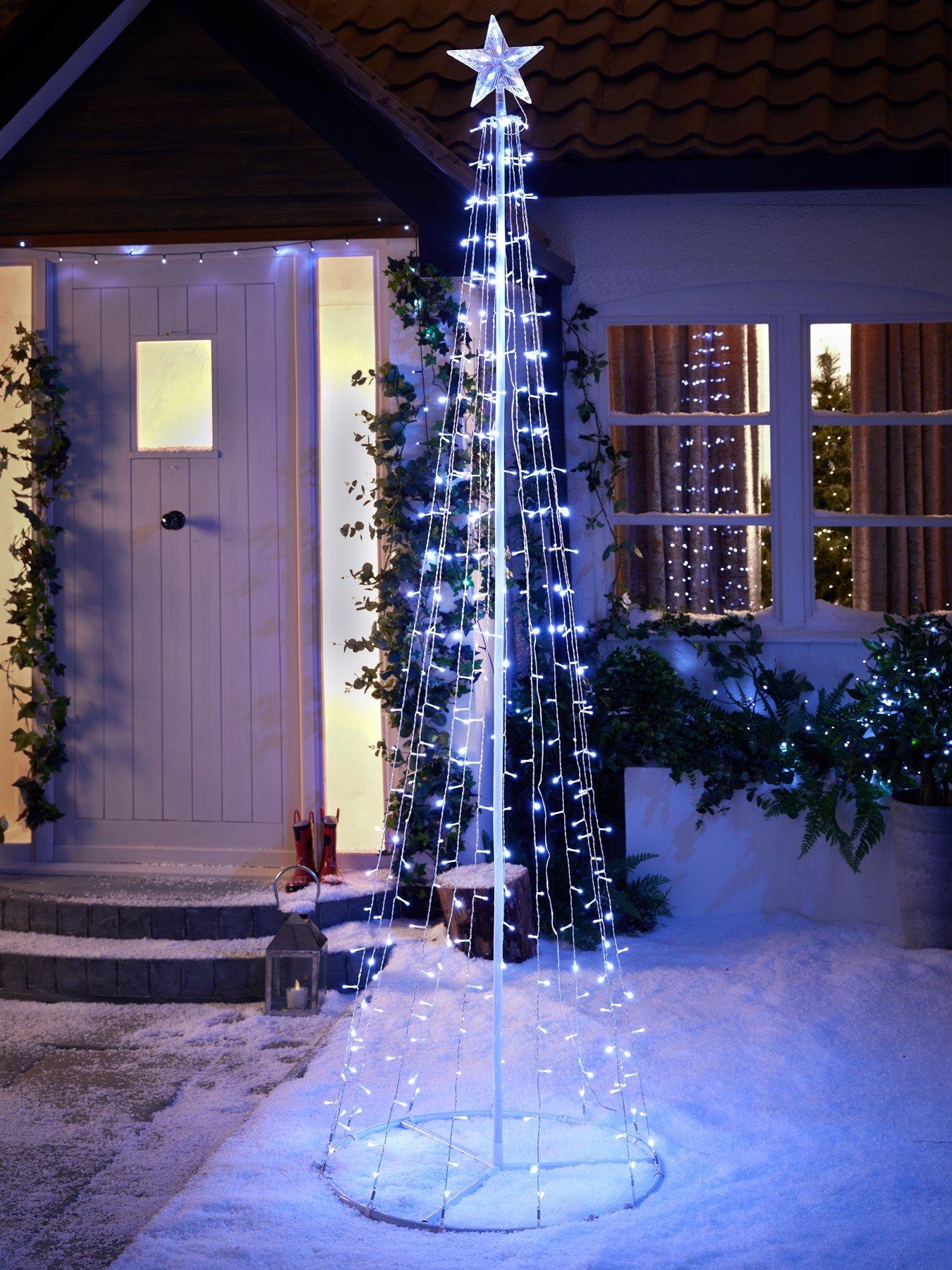 8-Foot White Waterfall Light-Up Outdoor Christmas Tree | very.co.uk