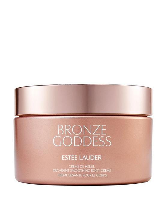 front image of estee-lauder-bronze-goddess-creme-de-soleil-decadent-smoothing-body-creme-200ml