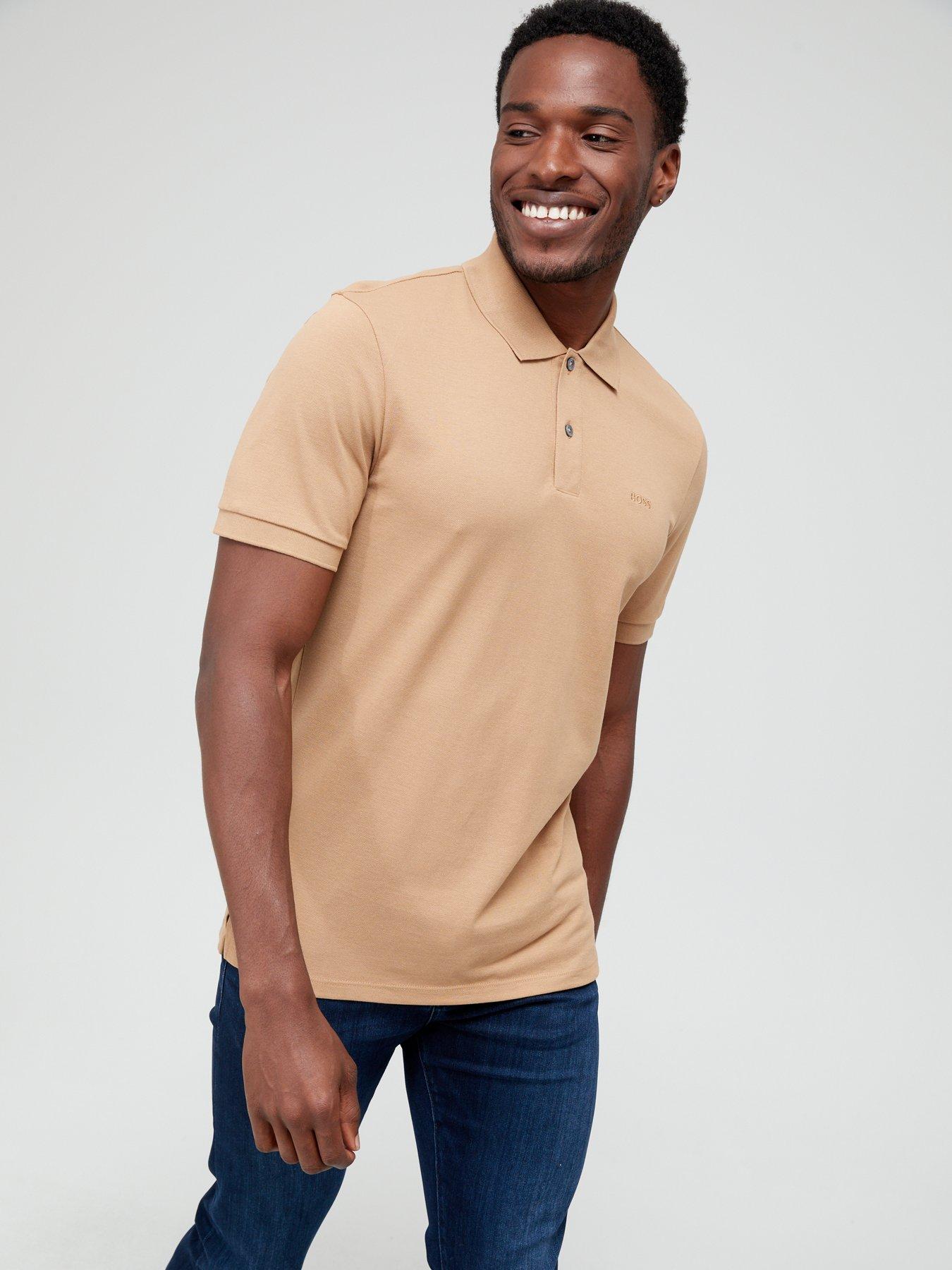 BOSS Pallas Regular Fit Polo Shirt-Medium Beige, Medium Beige, Size M, Men