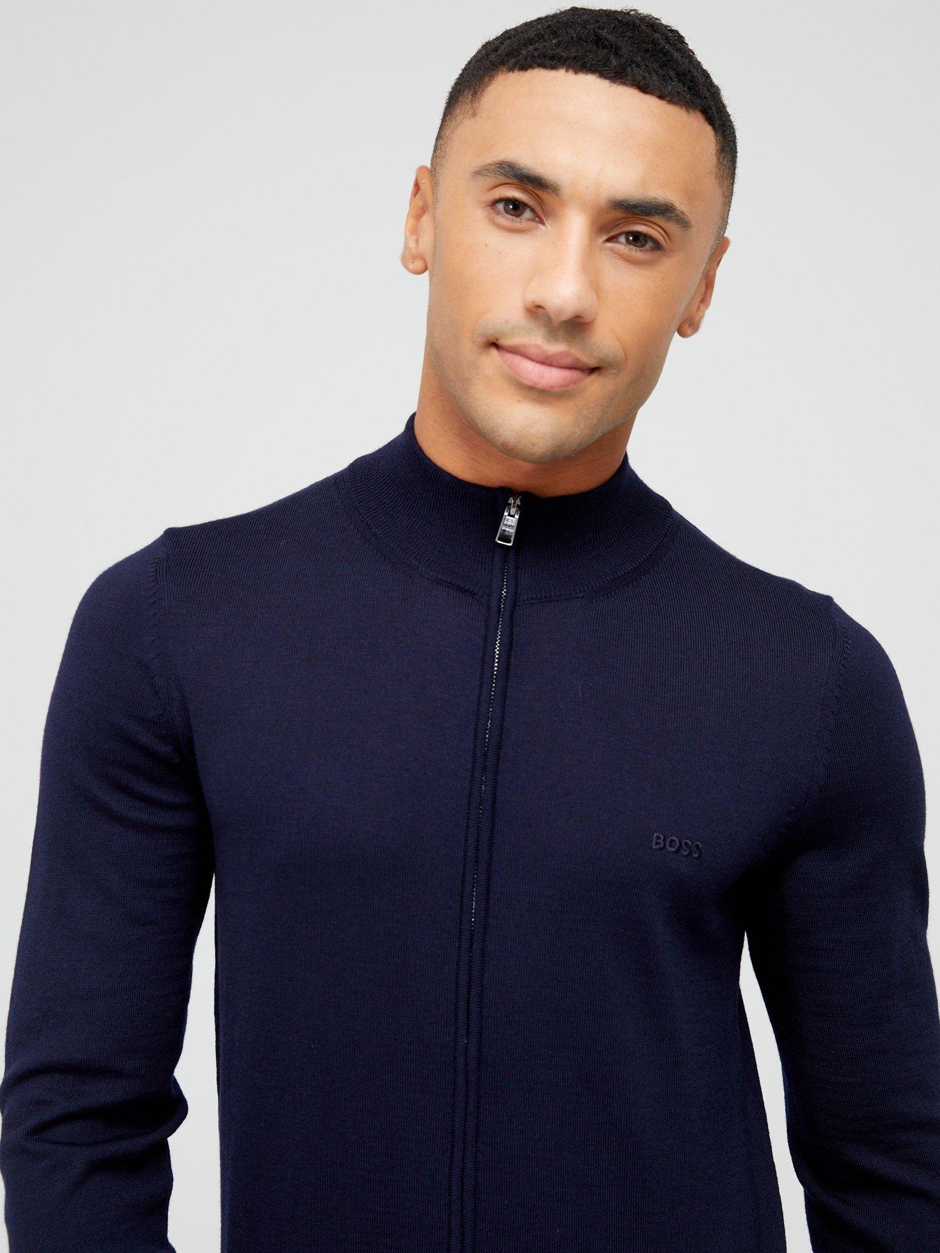 Cardigan Zippé élégant Cardigan Homme BOSS Balonso-L - Laine Vierge - Zip - Logo Brodé Vêtement Luxe