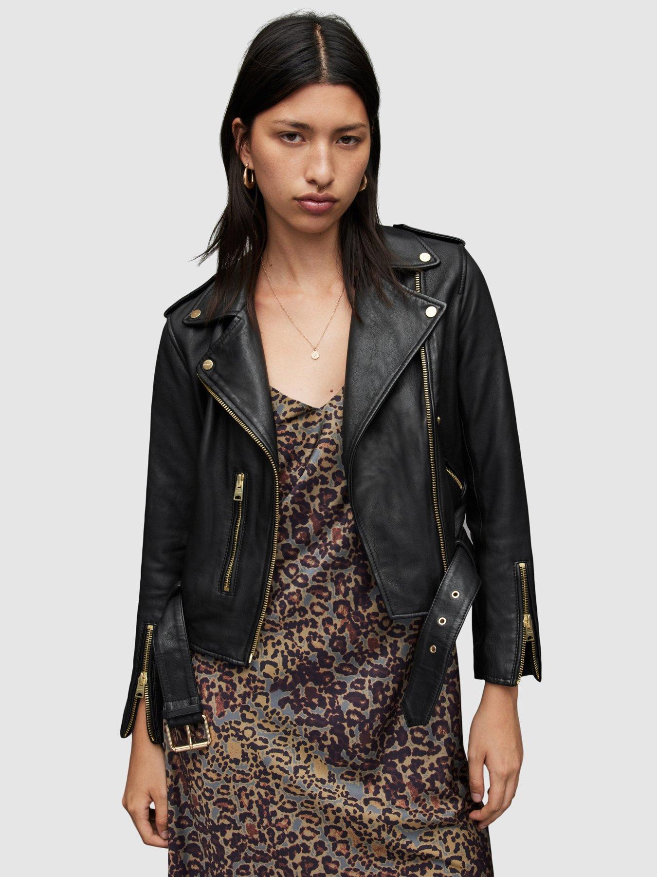 AllSaints Balfern Leather Biker Jacket - Black | Very.co.uk