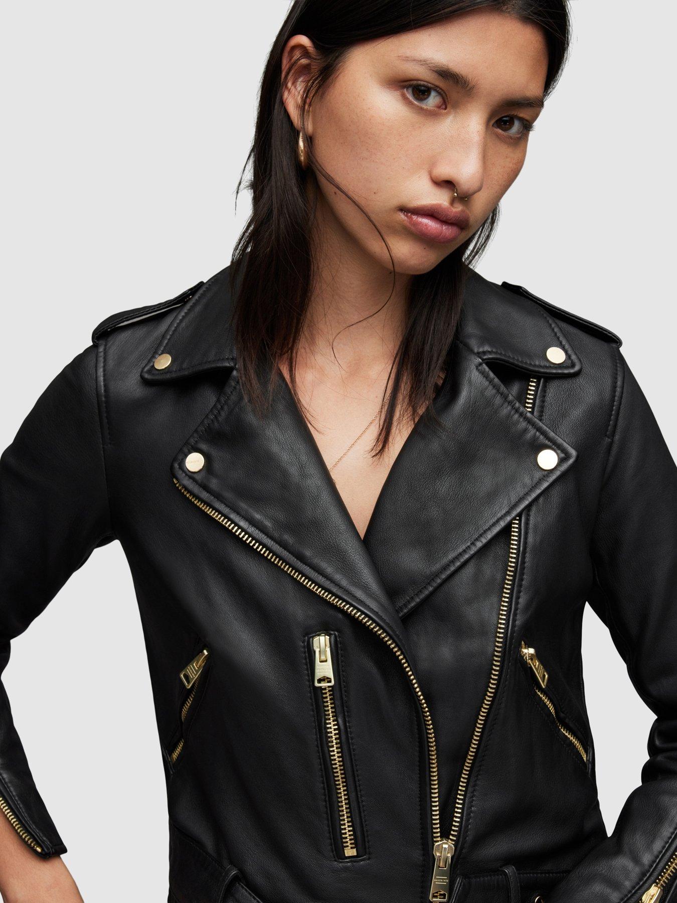 AllSaints Balfern Leather Biker Jacket - Black | Very.co.uk