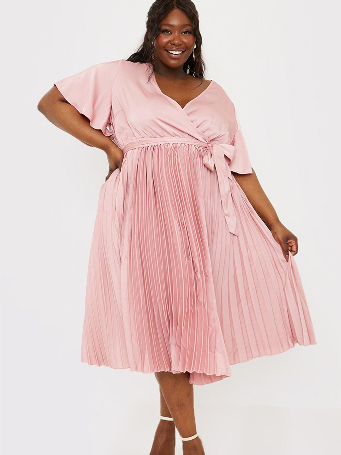 blush wrap dress midi