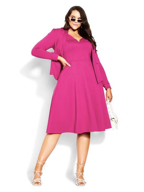 front image of city-chic-cute-girl-elbow-sleeve-dress